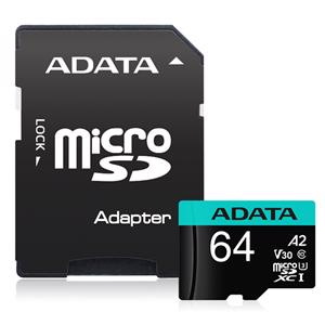 Adata Premier Pro microSDXC Uhs-I U3 A2 V30S Card With Adapter 64GB