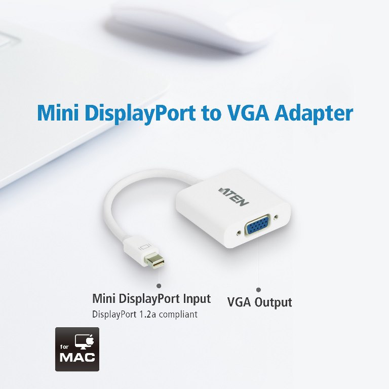 Aten Mini DisplayPort(M) To Vga(F) Adapter -Premium Series With Emi Shielding