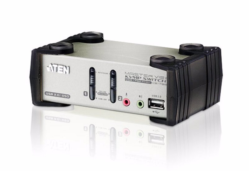 Aten 2 Port Usb 2.0 Vga KVMP Switch With Osd. Support Audio, Video DynaSync, Mouse Emulation, Keyboard Emulation - [ Old Sku: CS-1732B ]