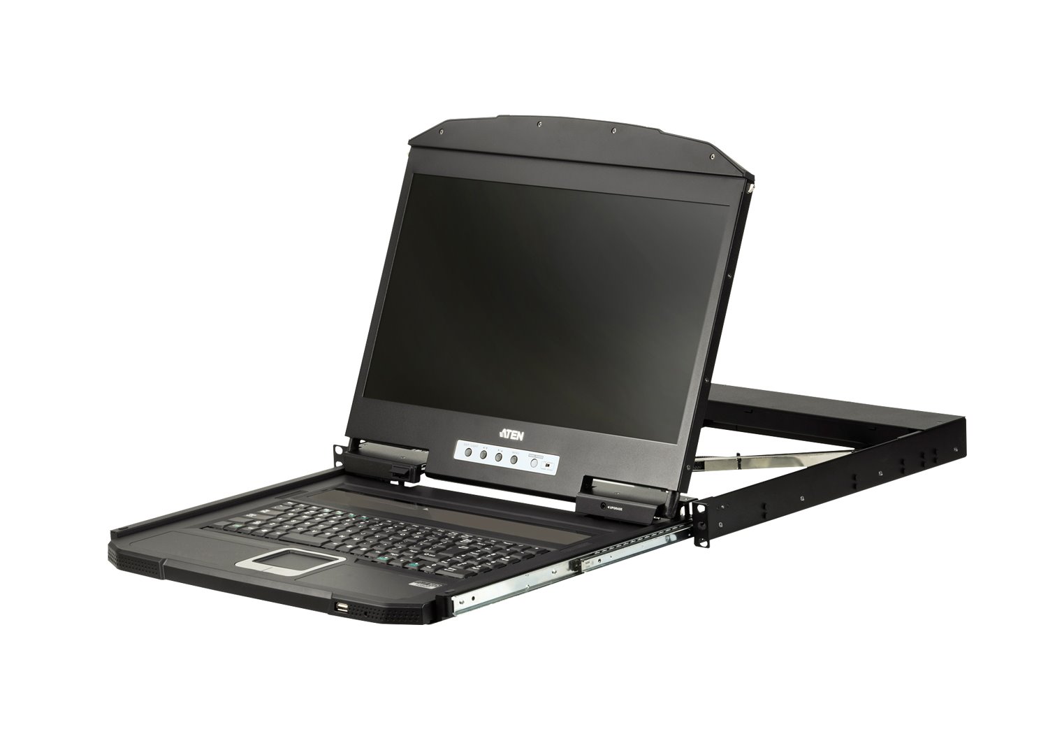Aten 18.5" Short Depth Vga Single Rail LCD Console, Can Be Mounted Up To A Depth Of 42CM To 72CM And LCD Panel With 1366 X 768 Resolution