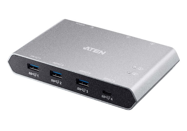 Aten Usb-C Gen 2 Sharing Switch With Power Pass Through, Bezel-X Feature Allows Two Laptops To Share Files With Each Other