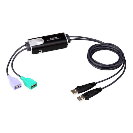 Aten 2 Port Usb Boundless Cable KM Switch, Allows Single Usb Keyboard And Mouse To Control 2 Computers, Boundless Switching BY Moving The Mouse Cursor