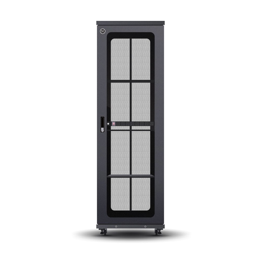 Serveredge 45Ru Fully Assembled Free Standing Server Cabinet - 600W X 1200D X 2188H Includes:Lockable Front Glass DoorDual Rear Mesh Doors1 X 8 Way Pdu1 X 4 Way Fan Unit3 X Fixed Shelves: 750MM DepthL