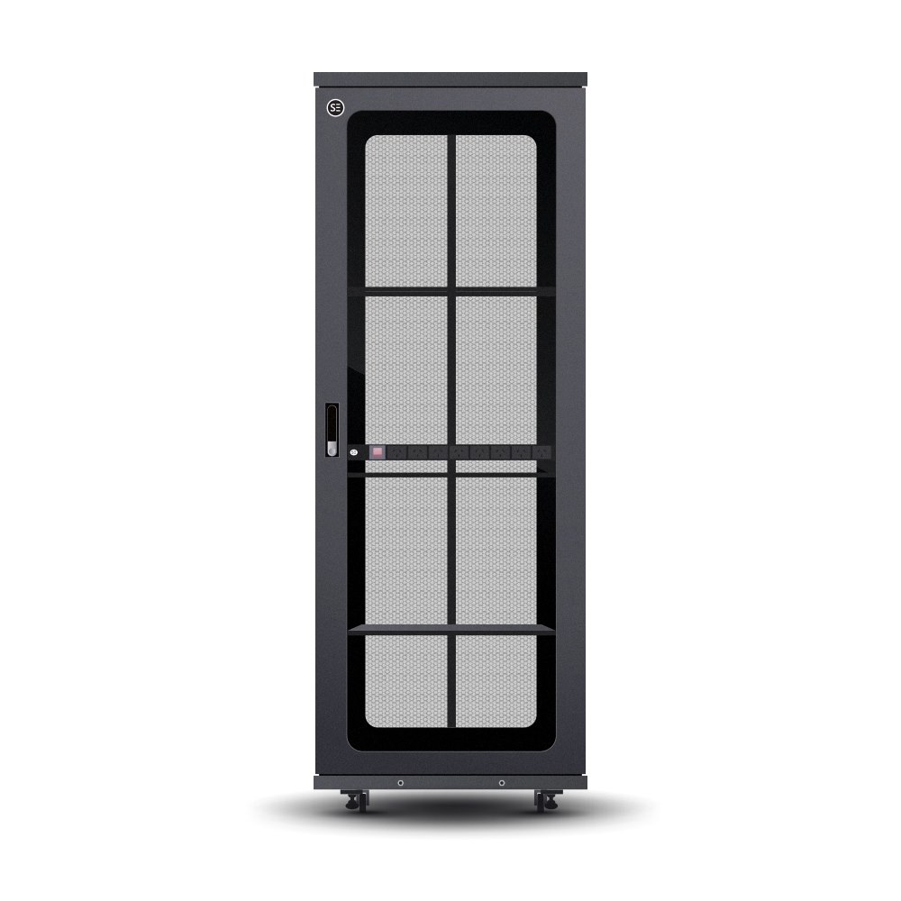 Serveredge 45Ru Fully Assembled Free Standing Server Cabinet - 800W X 1200D X 2188H Includes:Lockable Front Glass DoorLockable Dual Rear Mesh DoorsLockable Split Side Panels1 X 8 Way Pdu1 X 4 Way Roof