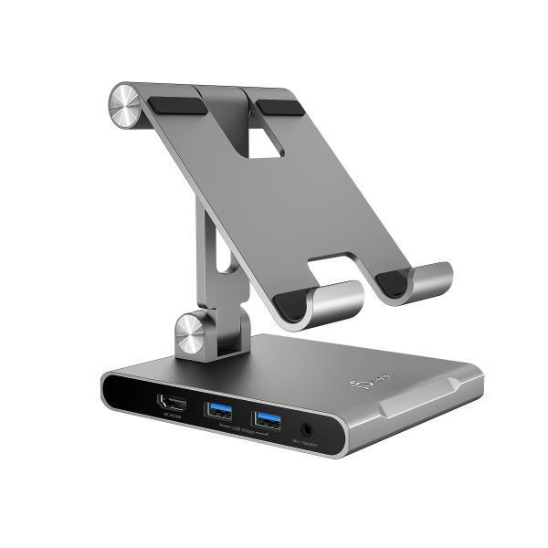 J5create JTS224 Multi-Angle Stand With Docking Station For iPad Pro, Samsung, Surface Pro 8 (Usb-C To 4K Hdmi, Usb-C 100W PD, USB-Ax2, SD Card Reader)