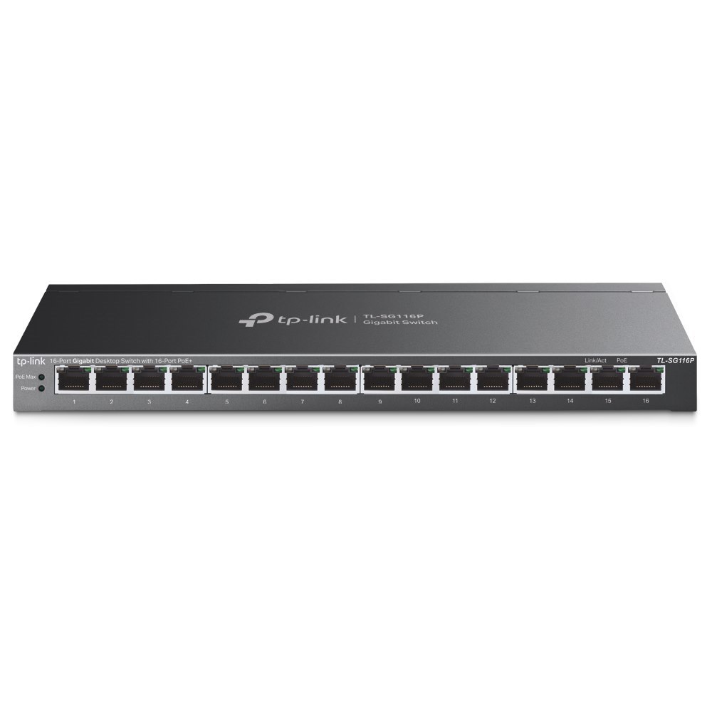 TP-Link TL-SG116P | 16-Port Gigabit Desktop Switch With 16-Port PoE+