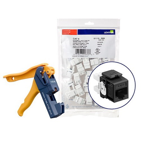 Leviton | Extreme™ Cat 6 Quickport™ Jacks | Kitted With JackRapid™ Tool | 150 Pack Black