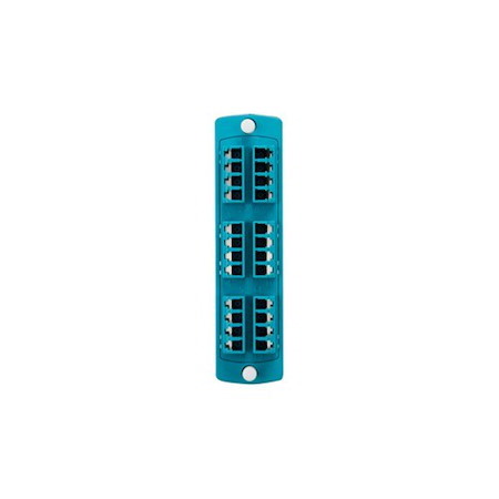 Leviton | SDX Precision Molded Plate | 50/125Um Multimode Laser Optimised Om3/4, Quad LC, 24 Fibres, Zirconia Ceramic Sleeve | Aqua