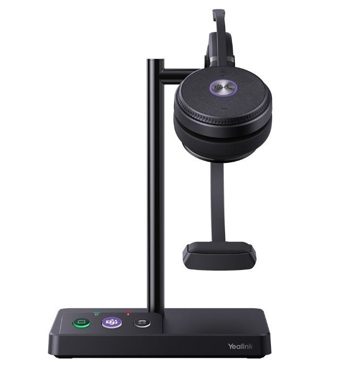 Yealink (WH62 Mono Teams) Microsoft Certified Teams Standard Dect Wireless Headset, Mono, Power Adapter, Busylight & Leather Ear Cushion