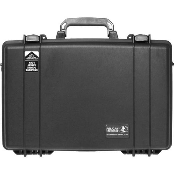 Pelican Fits Notebook Computers Up To 14.0" L X 10.8" W X 2.5" D (43.9 X 24.9 X 8.3 CM). Lid Organizer, Fitted Shock Absorbing Tray, Shoulder Strap. Double Safety Locking Latches With Keys. Open Cell