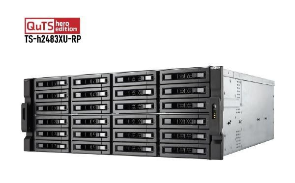 Qnap TS-h2483XU-RP-E2236-128G,24-Bay 4U Rackmount Nas, Intel Xeon® E-2236 6 Cores/12 Threads 3.4 GHz Processor (Boost Up To 4.8 GHz), 128 GB Ecc DDR4, 3 YR WTY