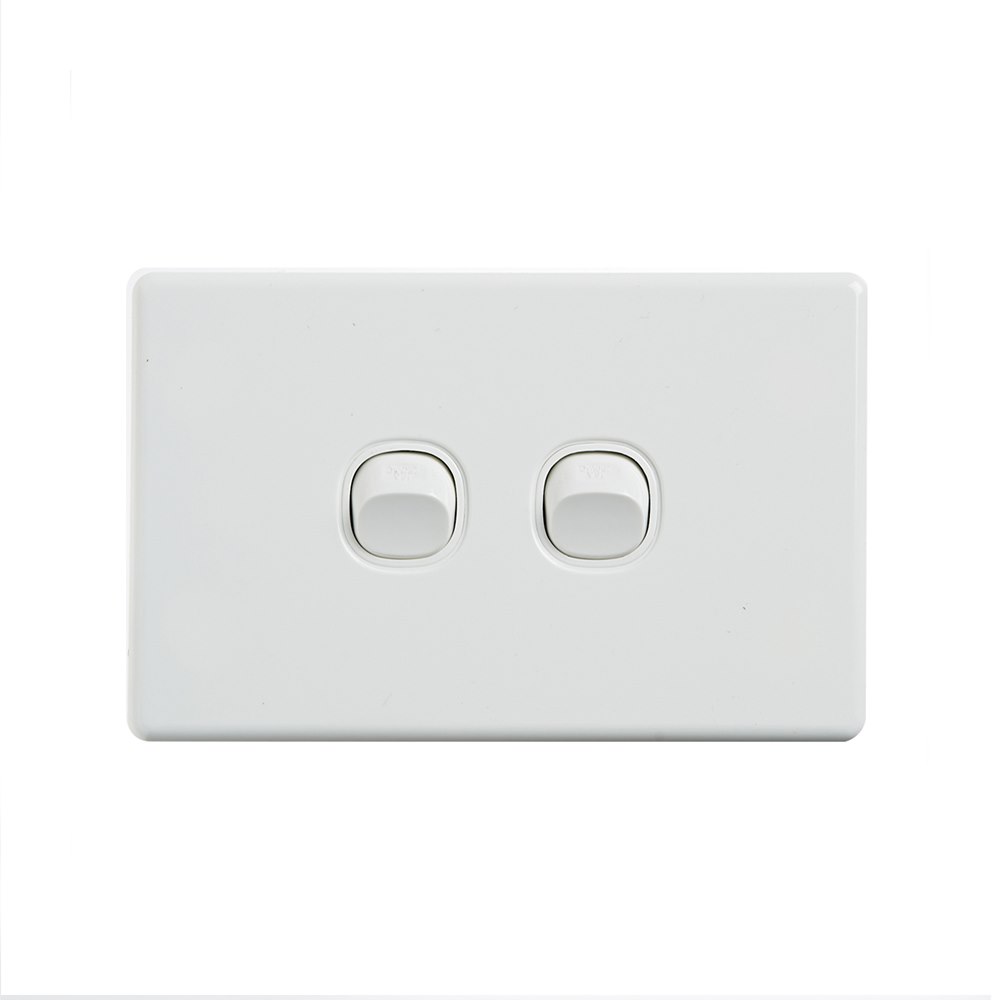 4Cabling 4C | Elegant Wall Switch 2 Gang 250V 16A - Horizontal