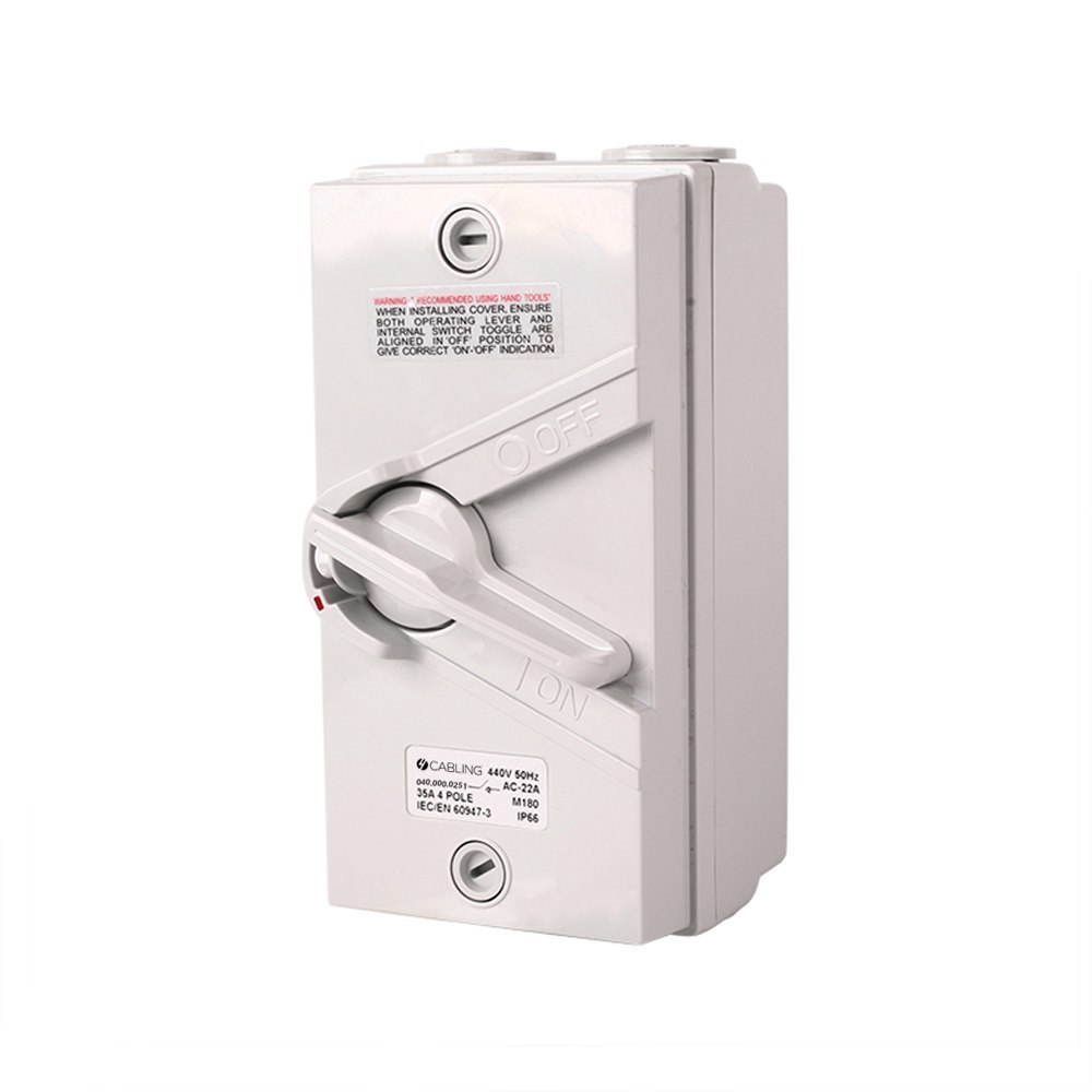 4Cabling 4C | Weatherproof Isolator 4 Pole 440V  35A Ip66