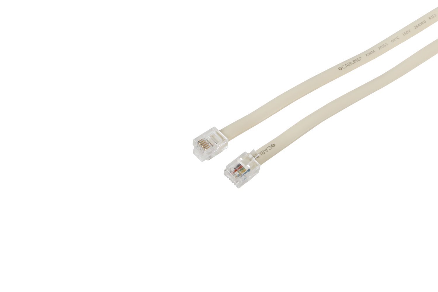 4Cabling 2M Line Cord RJ12 To RJ12 | Beige