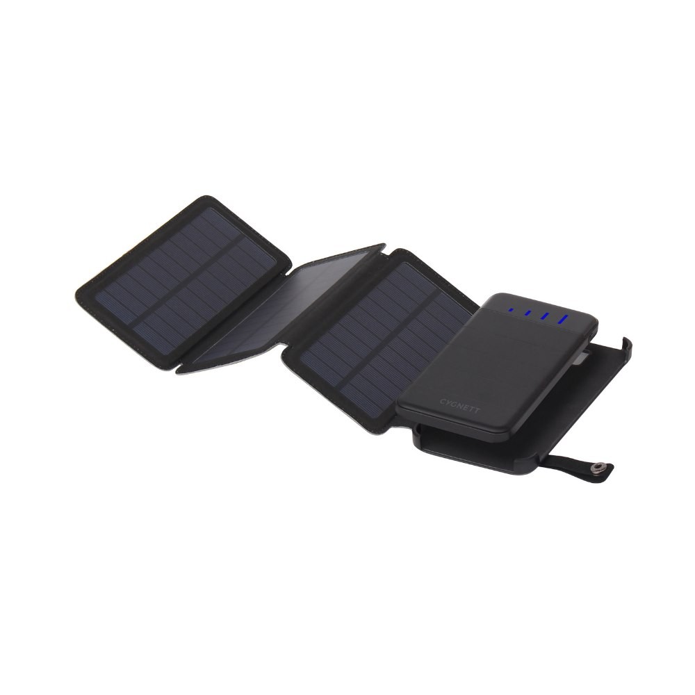 Cygnett ChargeUp Explorer 8000mAh (8K) Power Bank w/Detachable Solar Panels & Led Torch - Black