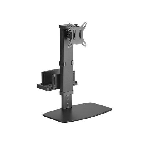 Brateck Vertical Lift Monitor Stand With Thin Client Cpu Mount Fit Most 17'-32' Monitor Up To 8KG Vesa 75x75,100x100(Black) (LS)