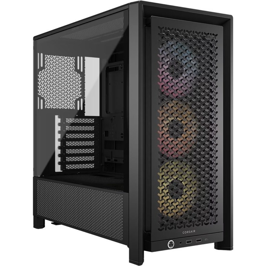 Corsair Frame 4000D RS Argb Modular Mid-Tower PC Case - Black, Atx, 430MM Gpu, 170MM Cpu Cooler, 220MM Psu, 360MM Rad, 1X Usb-C 3.2 Gen2