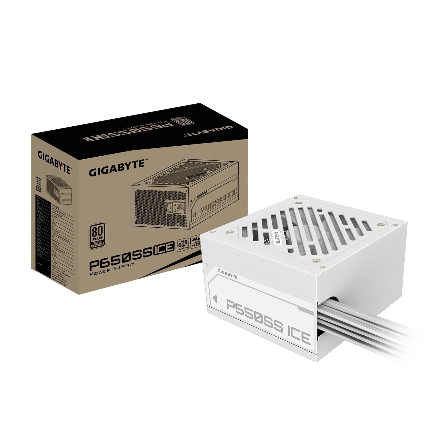 Gigabyte GP-P650SS Ice 650W Atx Psu Power Supply 80+ Silver 120MM 12V >100K HRS 50-60 HZ 120MM Fan