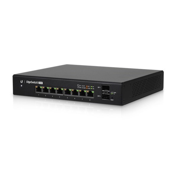 Ubiquiti EdgeSwitch 8 - 8-Port Managed PoE+ Gigabit Switch, 2 SFP, 150W Total Power Output - Supports PoE+ And 24V Passive