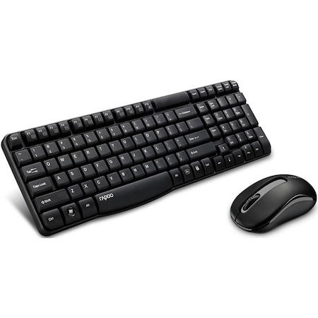 Rapoo X1800S 2.4GHz Wireless Optical Keyboard Mouse Combo Black - 1000Dpi Nano Receiver 12M Battery