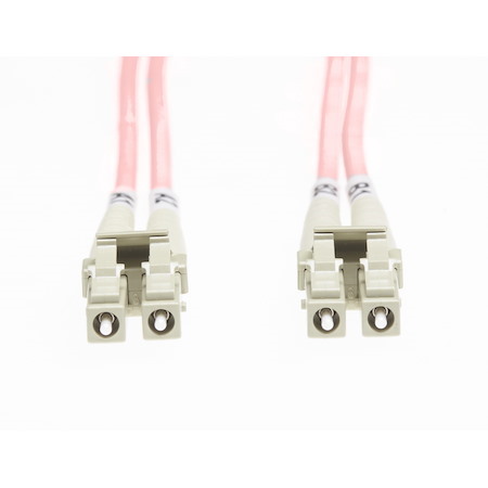 4Cabling 0.5M LC-LC Om4 Multimode Backwards Compatible With Om3 Fibre Optic Cable: Salmon Pink 2MM Oversleeving