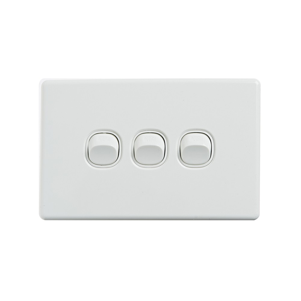 4Cabling 4C | Elegant Wall Switch 3 Gang 250V 16A - Horizontal