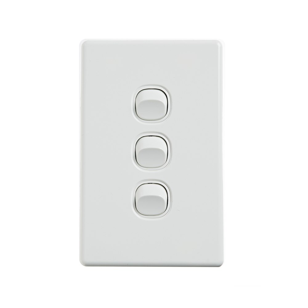 4Cabling 4C | Elegant Wall Switch 3 Gang 250V 16A - Vertical