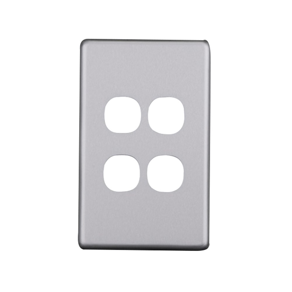 4Cabling 4C | Elegant 4 Gang Aluminium Plate - Silver Matte