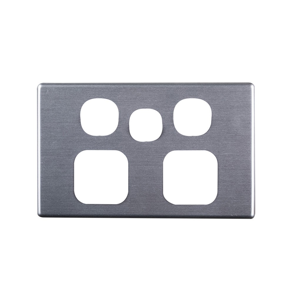 4Cabling 4C | Elegant Double Gpo Extra Switch Aluminium Plate - Silver Matte
