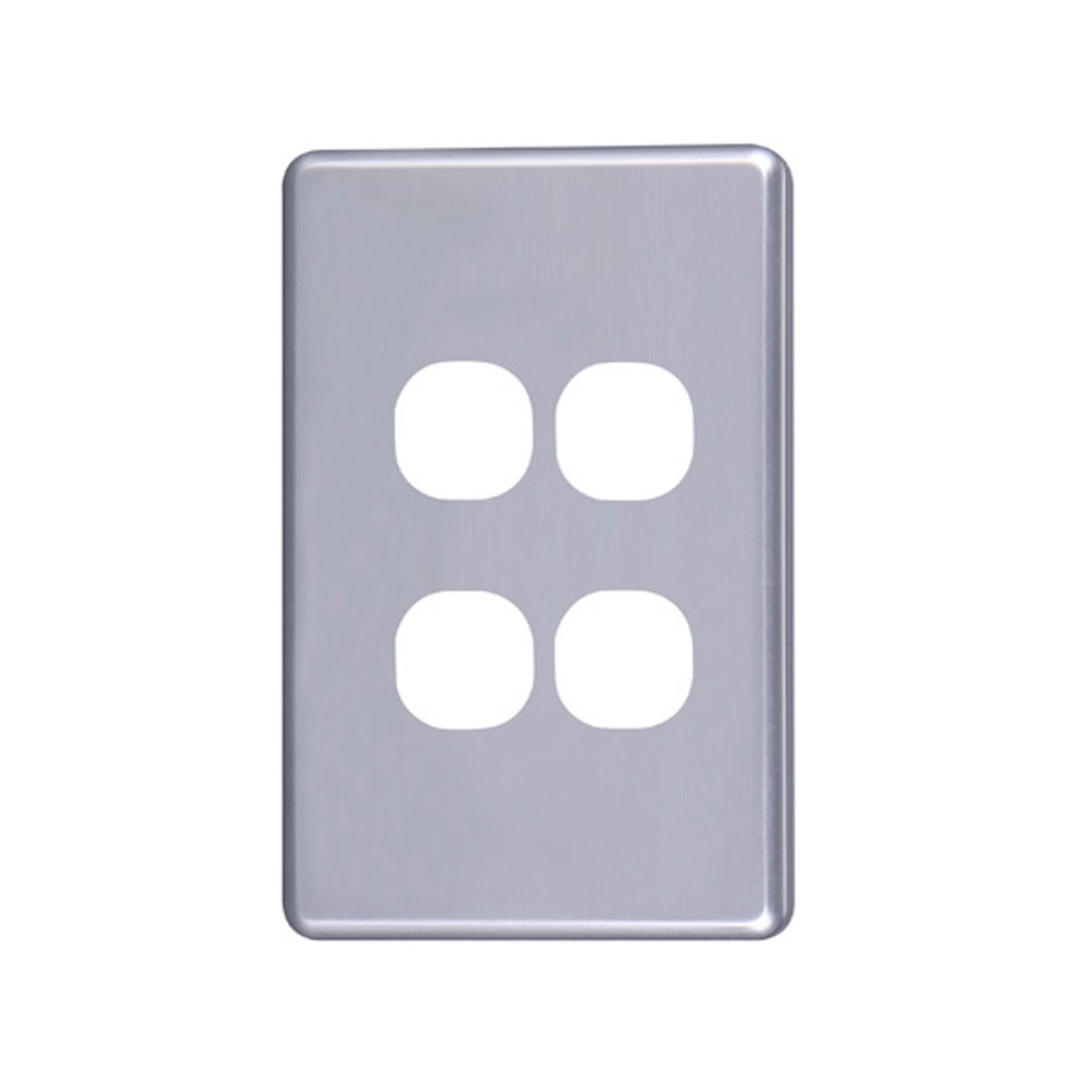 4Cabling 4C | Classic 4 Gang Switch Cover - Silver