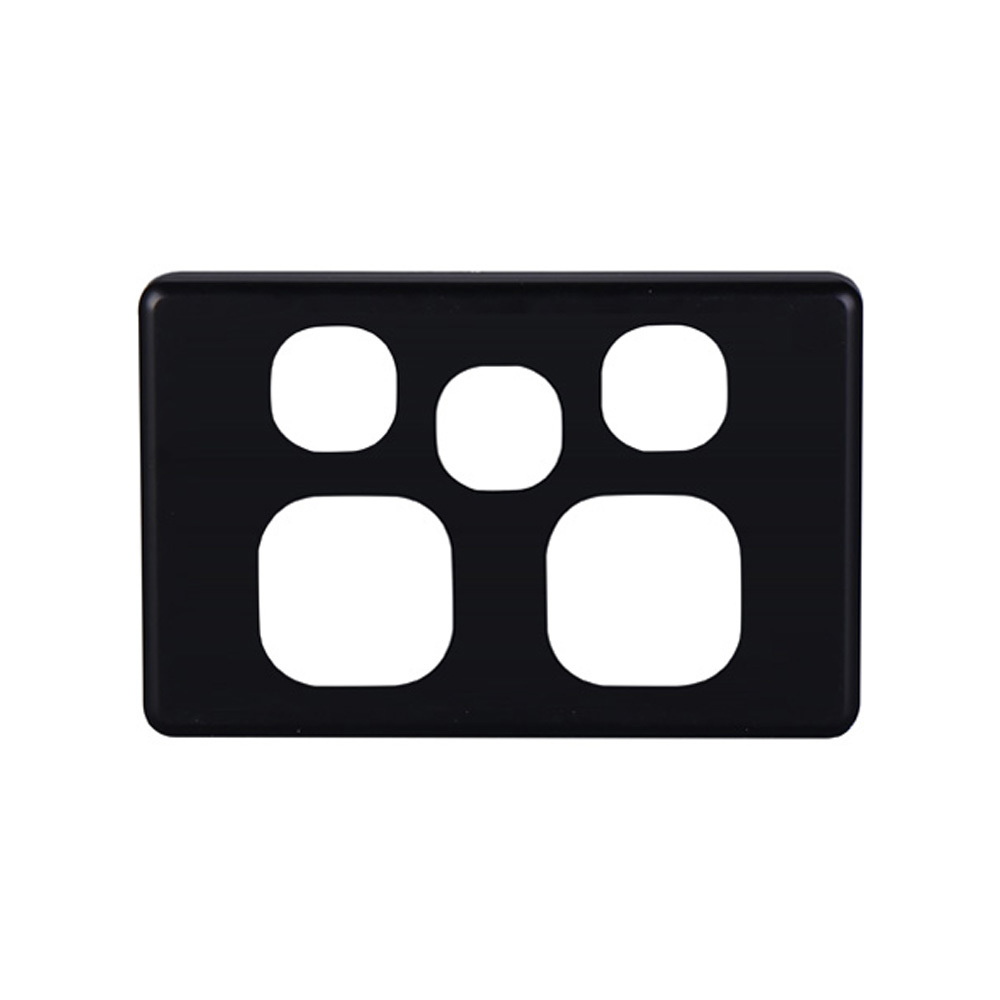 4Cabling 4C | Classic Double Power Point With Extra Switch Cover Plate - Black