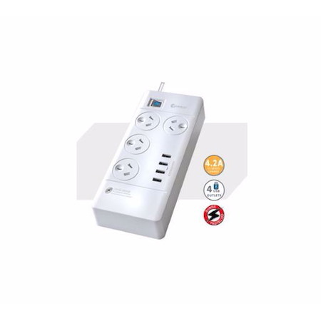 Generic Sansai 4 Outlets & 4 Usb Outlets Surge Protected Powerboard (Pad-4044C)