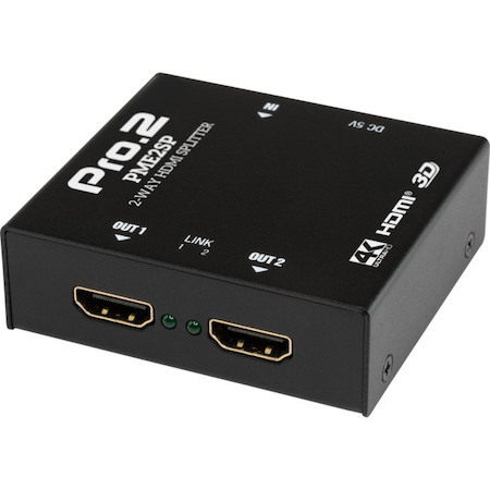 Pro2 2 Way Hdmi Splitter 1 In 2 Out. Displays An UItra HD Source To Two UItra HD Displays