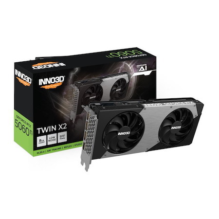 Inno3d nVidia GeForce RTX 5060 Ti Twin X2 8GB GDDR7, 2572MHz Boost Clock, Ram 28Gbps, 3xDP, 1xHDMI