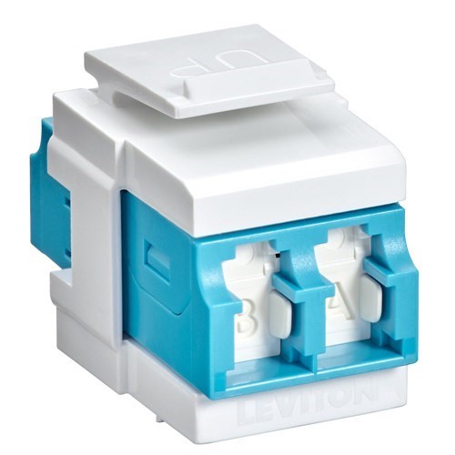 Quickport (White) OM3/4 Duplex LC Shut Adapter (Aqua) 