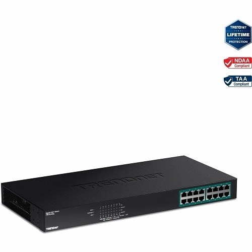 TRENDnet TPE-TG160G 16-Port Gigabit PoE+ Switch, 246W, 32Gbps
