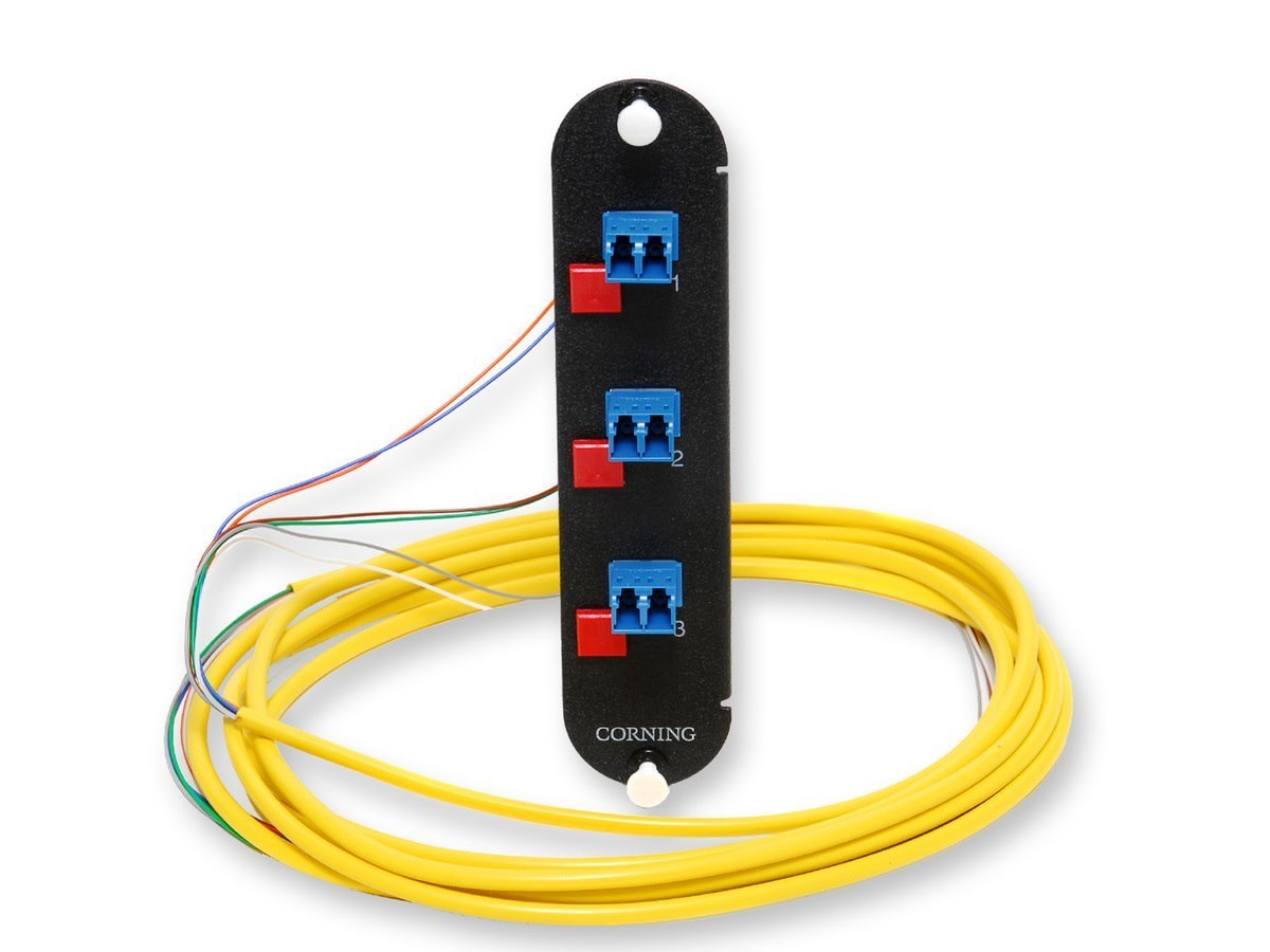 CCH-CP06-E4-P03SH - Closet Connector Housing (CCH) Panel, pigtailed, LC Connectors, Duplex, 6 F, 50 µm multimode (OM4)