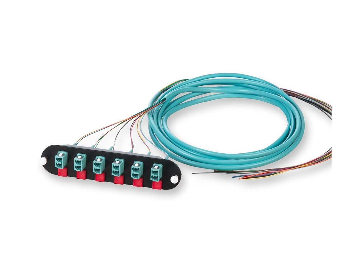 CCH-CP12-E4-P03SH - Closet Connector Housing (CCH) Panel, pigtailed, LC Connectors, Duplex, 12 F, 50 µm multimode (OM4)