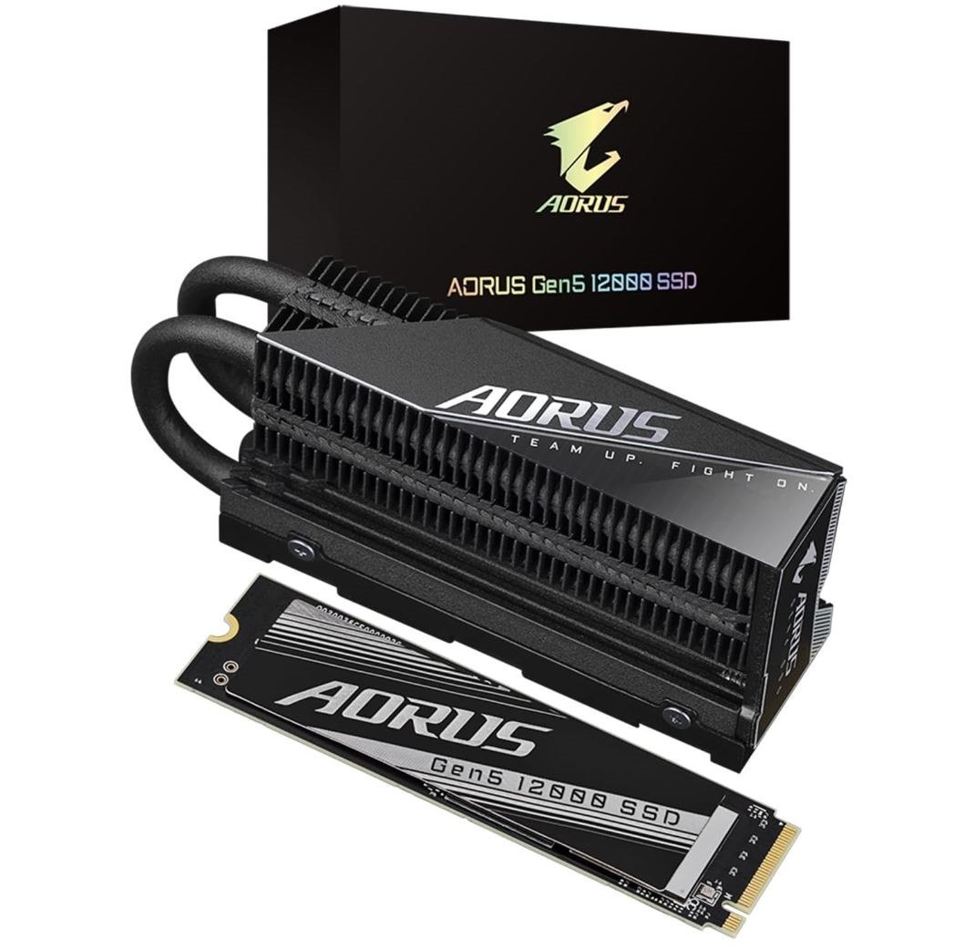 Gigabyte Aorus Gen5 12000 SSD 1TB, PCIe 5.0X4, NVMe 2.0 Interface, Sequential Read Speed : Up To 11,700 MB/s, Sequential Write Speed Up To 9,500 MB/s