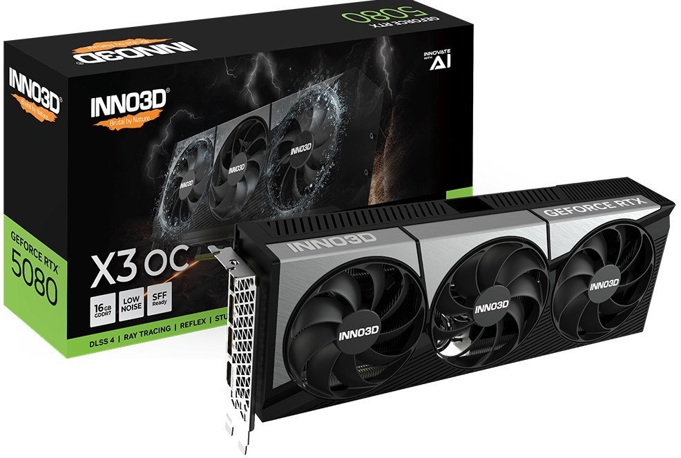 Inno3d nVidia GeForce RTX 5080 X3 Oc 16GB GDDR7 2640MHz Boost Clock, Ram 30 GBPS, 3X DP, 1xHDMI 300X120X50MM