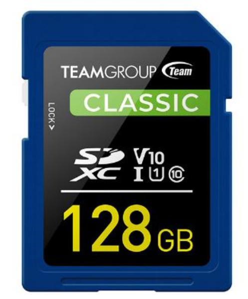 Team Classic SD Memory Card - 128 GB Uhs (Ultra) Speed Class 1(U1). Supports Video Speed Class 10(V10).