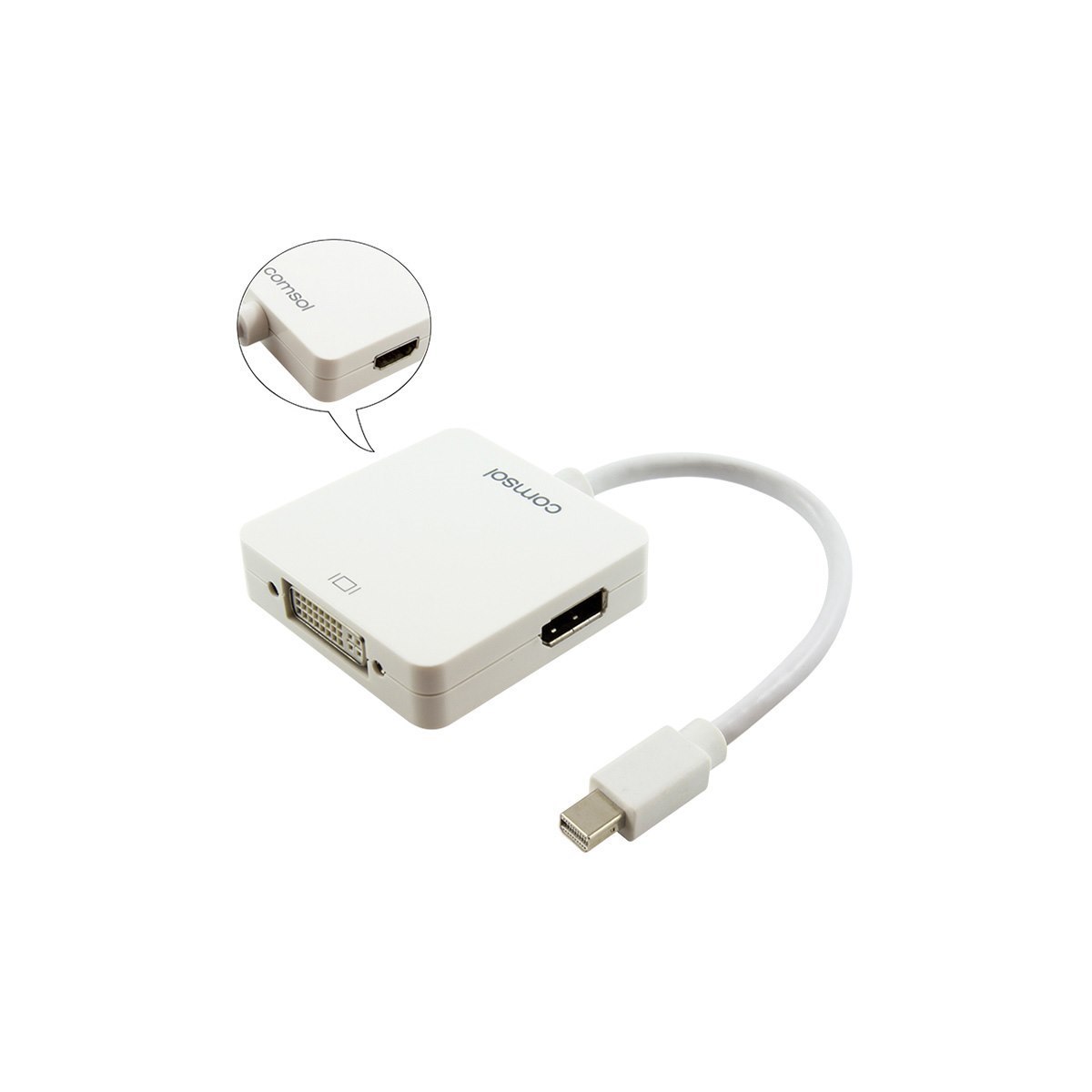 Comsol 20CM Mini DisplayPort Male To Hdmi / Dvi / DisplayPort Adapter