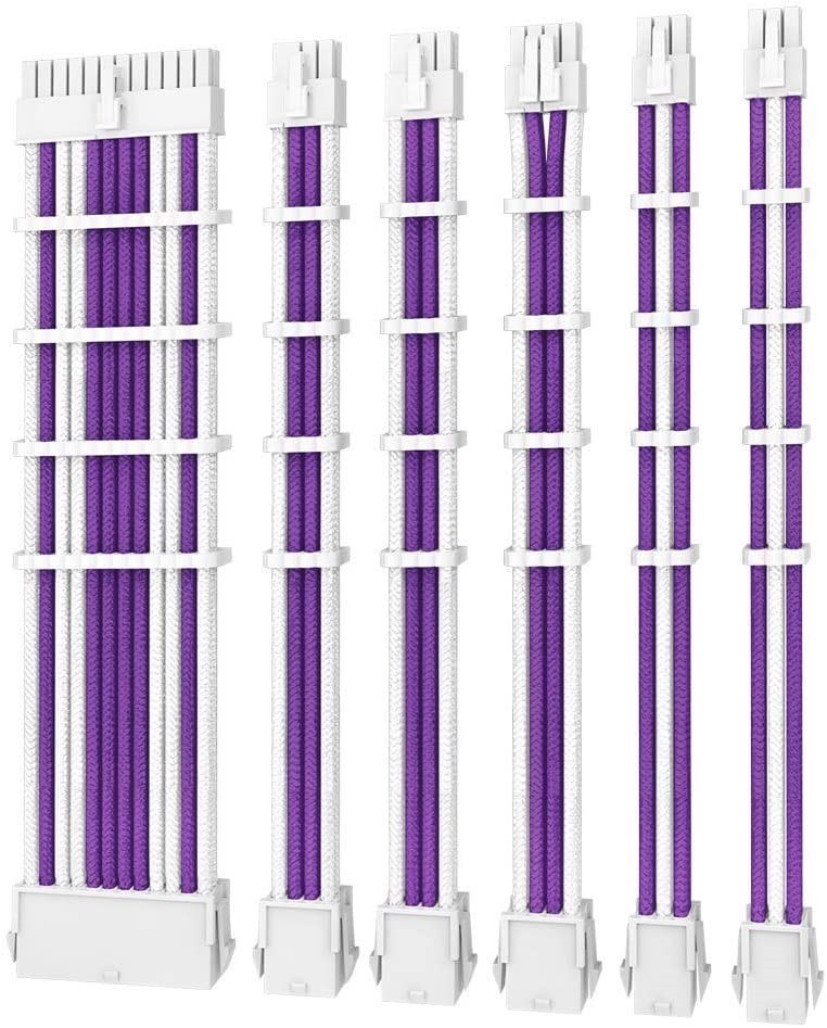 Antec Psu - Sleeved Extension Cable Kit V2 - Purple / White. 24Pin Atx, 4+4 Eps, 8Pin Pci-E, 6Pin Pci-E, Compatible With Standard Psu