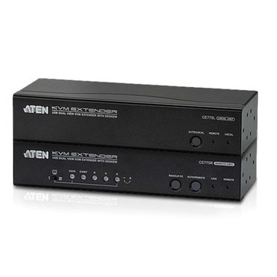 Aten Usb Dual Vga Cat 5 KVM Extender With Deskew (1280 X 1024@300M); 1920 X 1200 @ 60Hz (150 M) , RS-232, Audio - [ Old Sku: Ce-775 ]