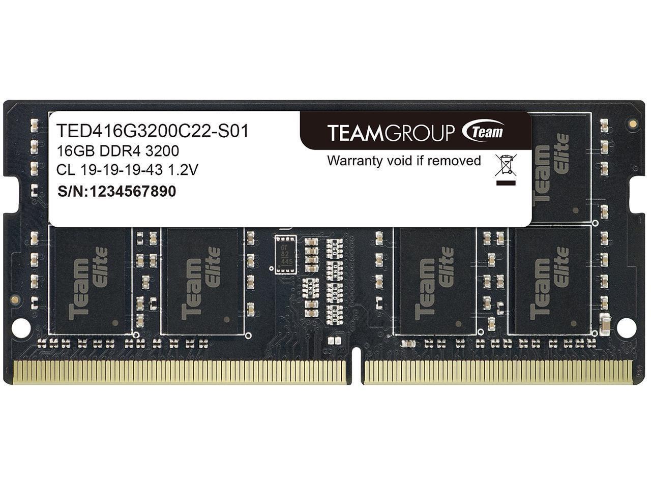 Teamgroup Elite 16GB 260-Pin DDR4 So-Dimm DDR4 3200 (PC4 25600) Laptop Memory Mo