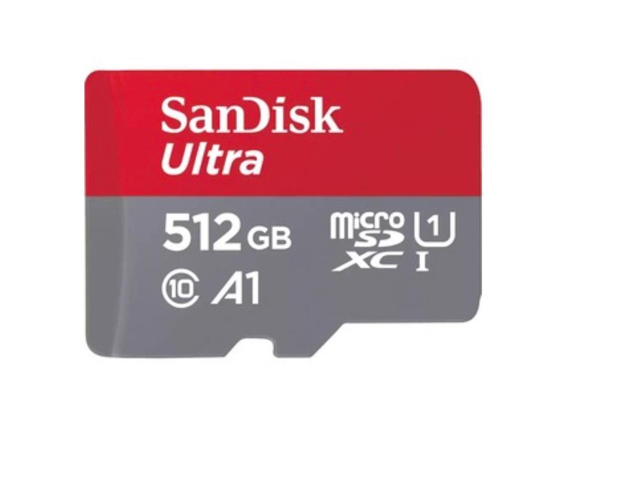 Sandisk Ultra Microsdhc Memory Card, 512GB, 150MB/S, C10, Uhs, U1, A1, Card W/Ad