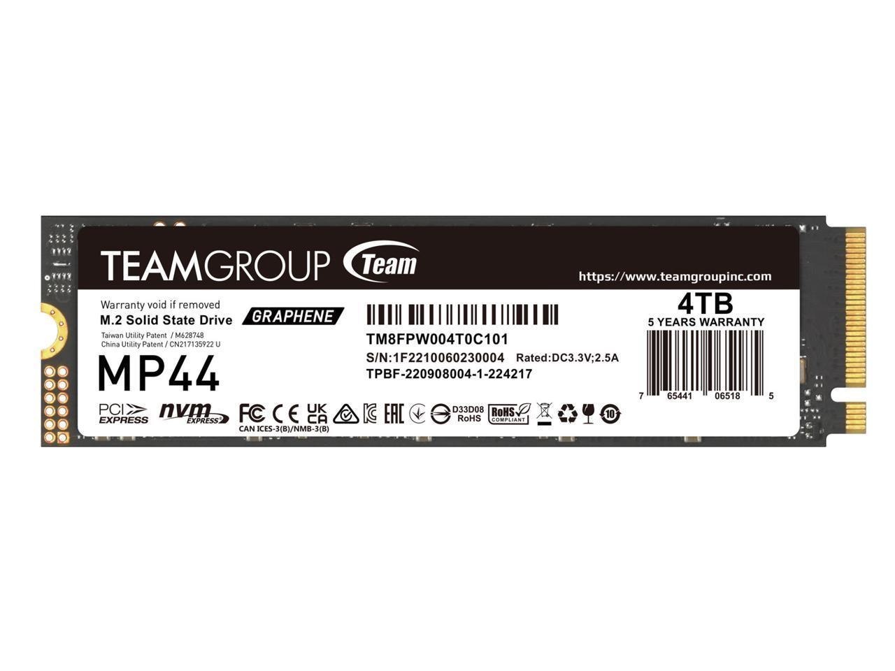 Teamgroup MP44 4TB Nvme 1.4 Pcie Gen 4X4 M.2 2280 Internal Solid State Drive SS