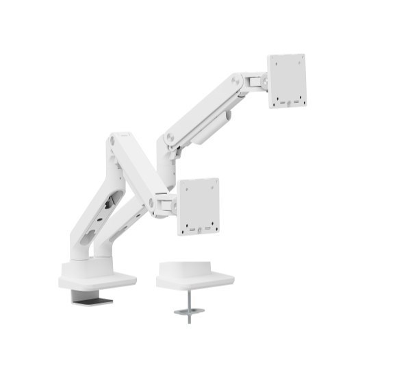 Brateck LDT81-C024-W Noteworthy Heavy-Duty Gas Spring Dual Monitor Arm Fit Most 17'-35' Monitor Fine Texture White (LS)