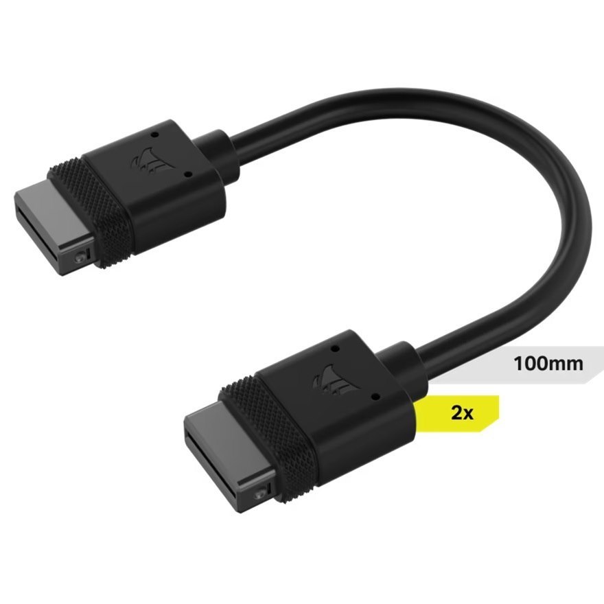 Corsair Icue Link Cable - 2X 100MM, Dual Cable Pack Black Stright Connectors