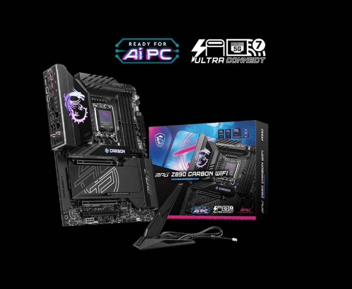 Msi MPG Z890 Carbon Wifi Intel Z890 Motherboard, 4X DDR5 256GB, 3X Pci-E X 16, 5X M.2, 4X Sata 6G, 10X Usb 3, 3X Usb-C
